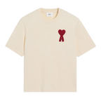T-SHIRT BEIGE PATCH AMI DE COEUR ROUGE EN COTON