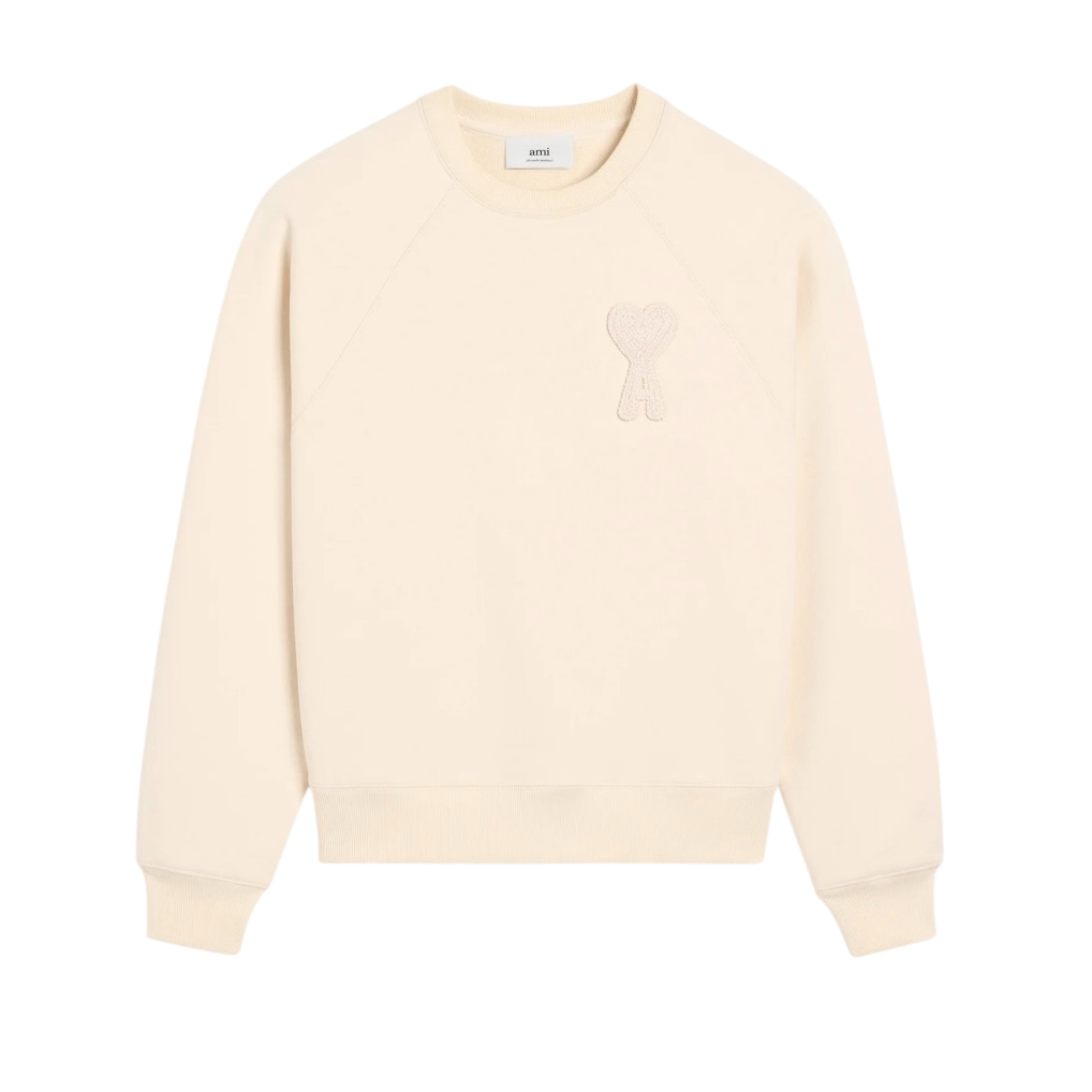 SWEATSHIRT BEIGE PATCH BEIGE AMI DE COEUR EN COTON