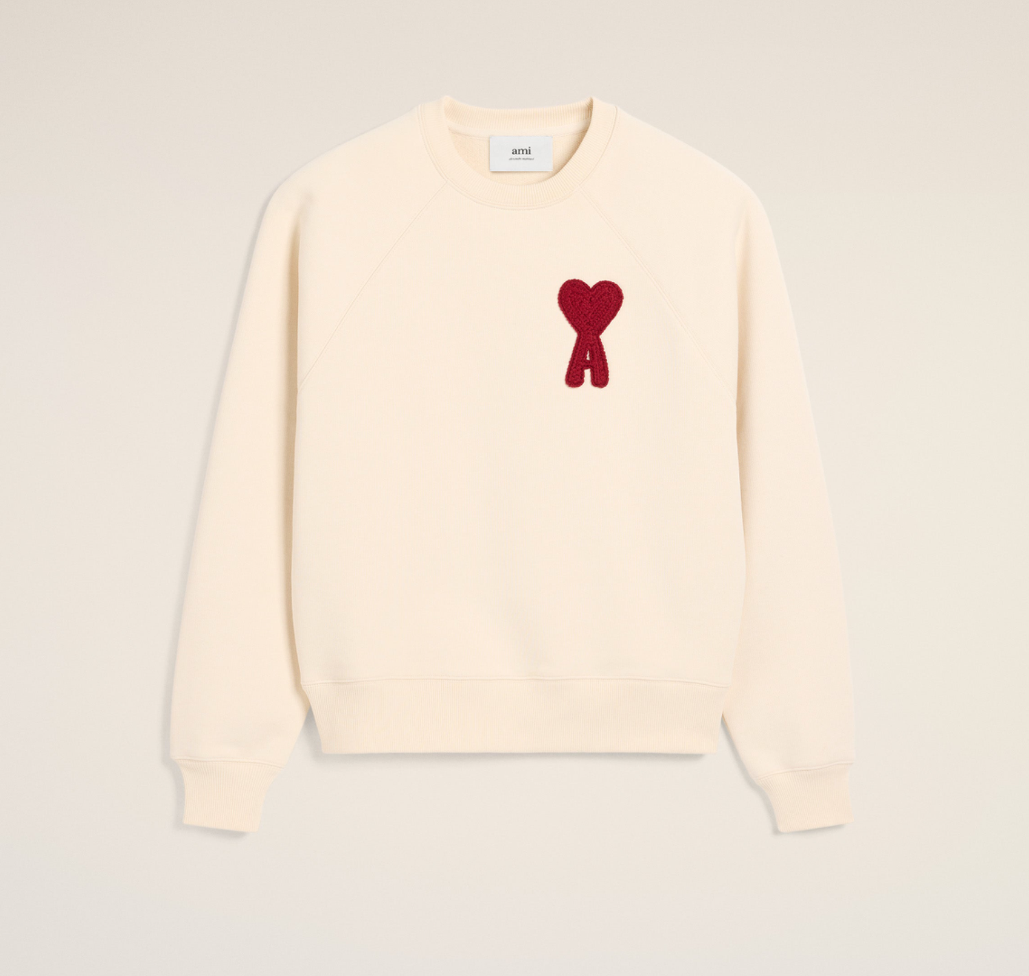 SWEATSHIRT BEIGE PATCH ROUGE AMI DE COEUR EN COTON