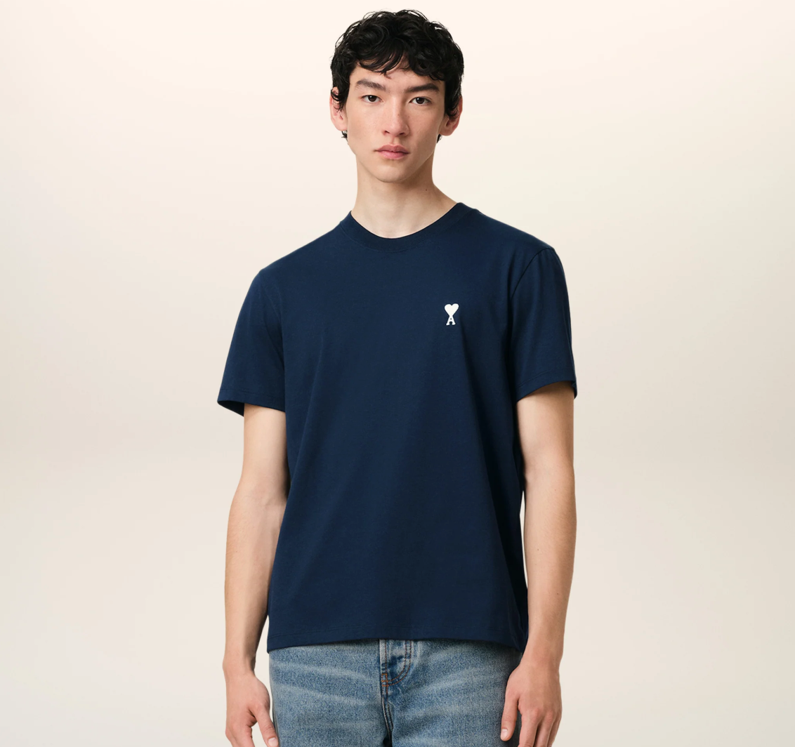 T-SHIRT BLEU MARINE AMI DE COEUR EN COTON