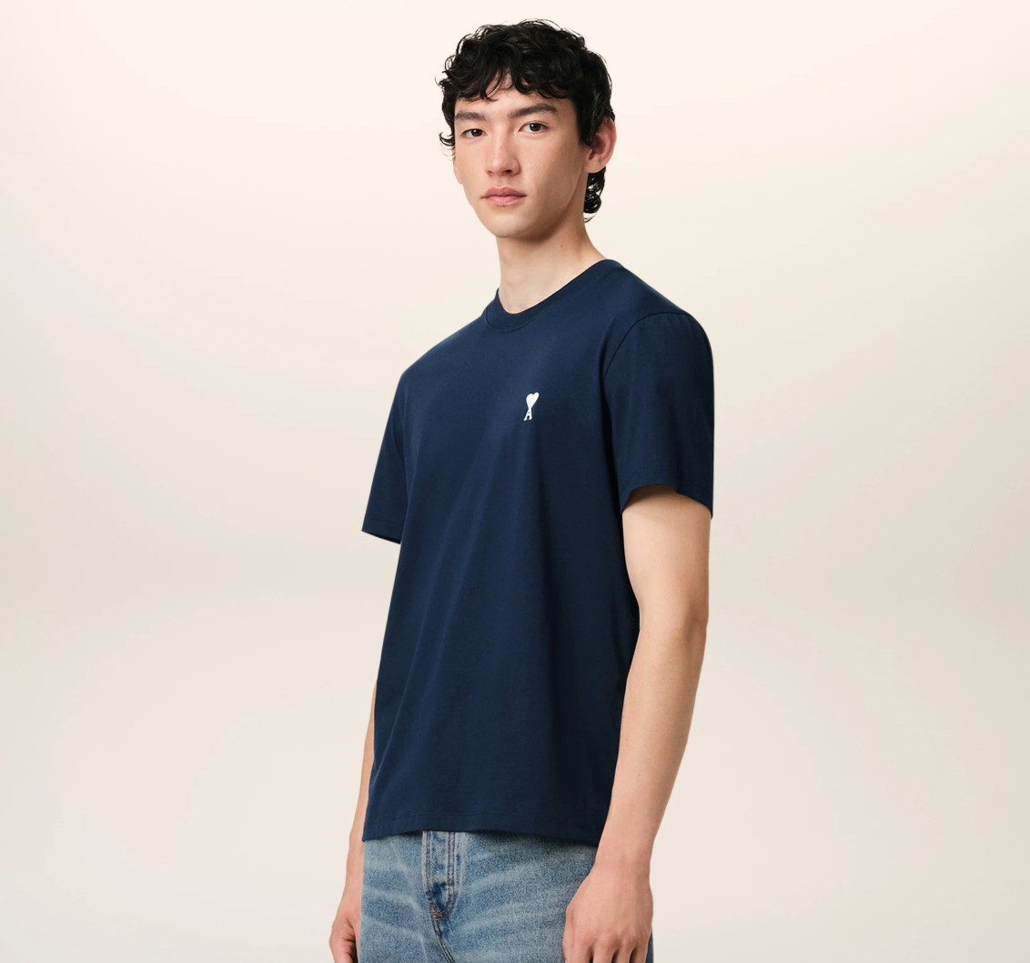 T-SHIRT BLEU MARINE AMI DE COEUR EN COTON