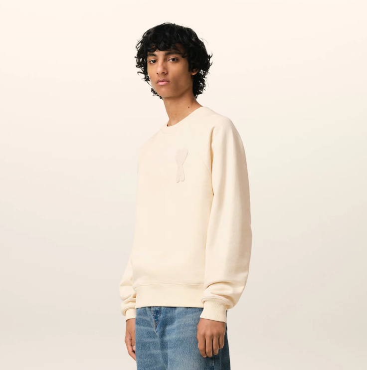 SWEATSHIRT BEIGE PATCH BEIGE AMI DE COEUR EN COTON