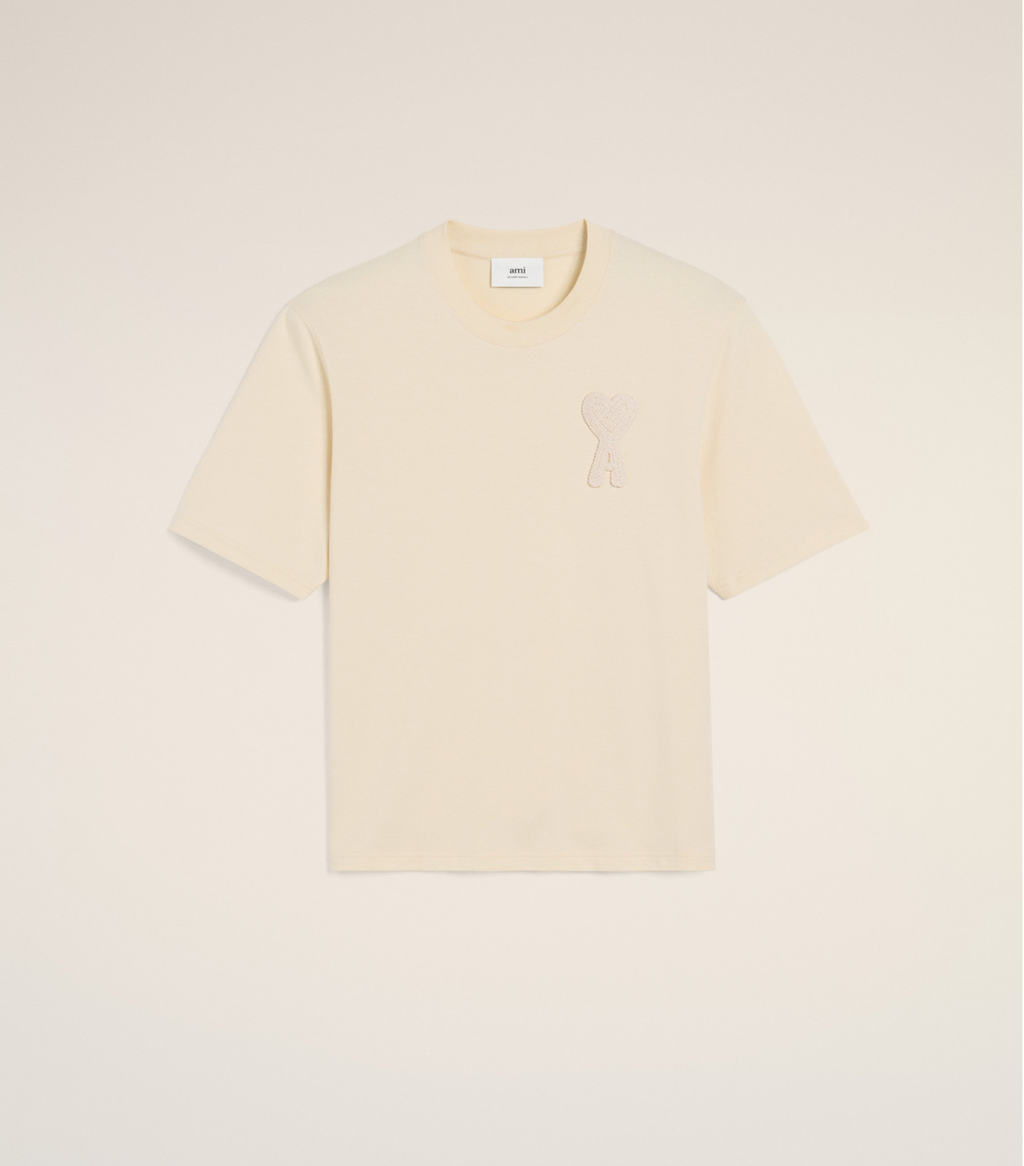 T-SHIRT BEIGE PATCH AMI DE COEUR EN COTON