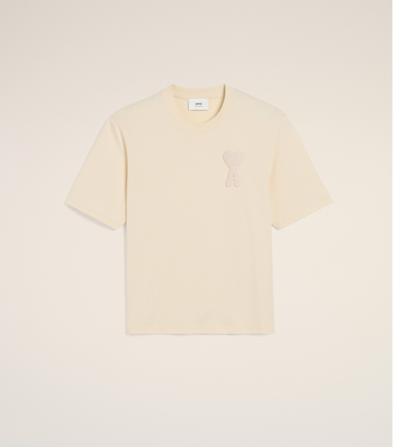 T-SHIRT BEIGE PATCH AMI DE COEUR EN COTON